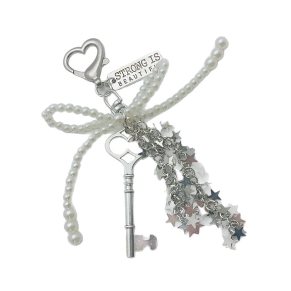 Elegant Pearls Bowknot Keyring Set Sweet Star Keychain Charm Bag Decoration for Women’s Bag and Key Accessories