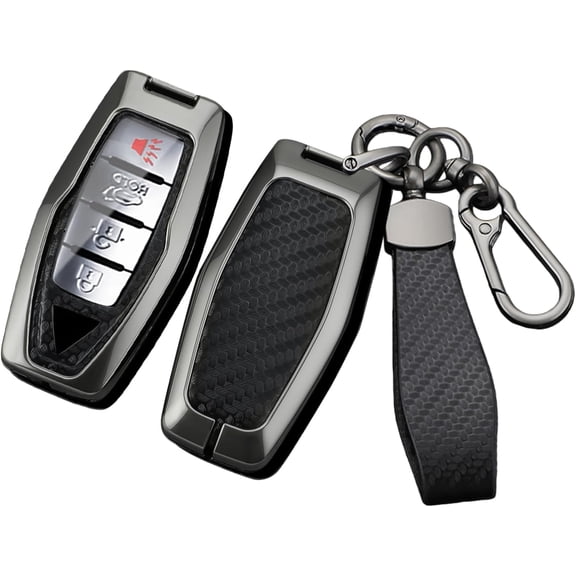 Key Fob Cover Compatible with Mitsubishi Outlander 2021-2025 Keychain Case Holder Protector,Long keychian-Black