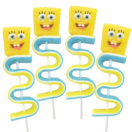 Spongebob Gummy Skewers, Candy Pops, Birthday Party Favors, Pack of 4, 4.92 Ounces Total