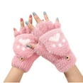 thumbnail image 2 of BRGZLK Gloves for Girls Winter Students Half Finger Flip Cover Cartoon Plush Autumn Winter Fleece Lined Thickened Warm Gloves Fashion Winter Outdoor Sport Warm Gloves Hot Pink M, 2 of 2