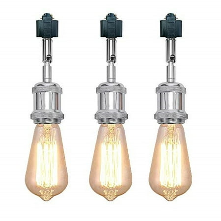 

FSLiving 3-Pack Vintage Style Adjustable Titl Angle H-Type Track Edison Retro Head Lighting Chrome E26 Base Track Light Fixture for Gallery Loft Aisle Living Room Kitchen Bulb and Track Not Included