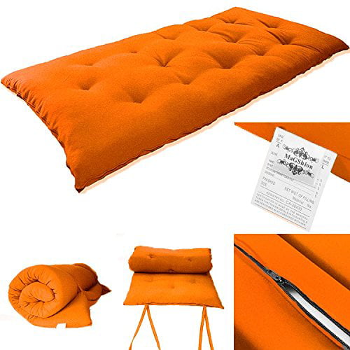 Full Size Floor Rolling Futon Mattresses Sleepover Cotton Pads 3x54x80 Orange 