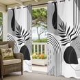thumbnail image 2 of Outdoor Curtains for Patio Waterproof Boho Abstract Mid Century Indoor/Outdoor Curtain Tiebacks Grey Modern Geometric Leaf Privacy Sun Block Grommet Drapes for Pergolas Gazebo 2 Panel 54x108 Inch, 2 of 9