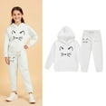 thumbnail image 6 of Hessimy Toddler Boys Girls Spring Summer Cartoon Print 2Pcs Long Sleeve Sweatshirt Tops Pants Warm Sweatsuit, Warm Sweat Comfort(White,12-13 Years), 6 of 7