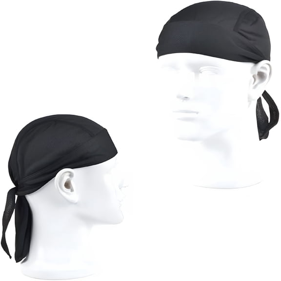 TELOLY 2 Pack Sweat Wicking Doo Rag, Cooling Dew Rag Helmet Liner, Large Motorcycle Do Rags Head Wrap Bandana Skull Caps for Men and Women