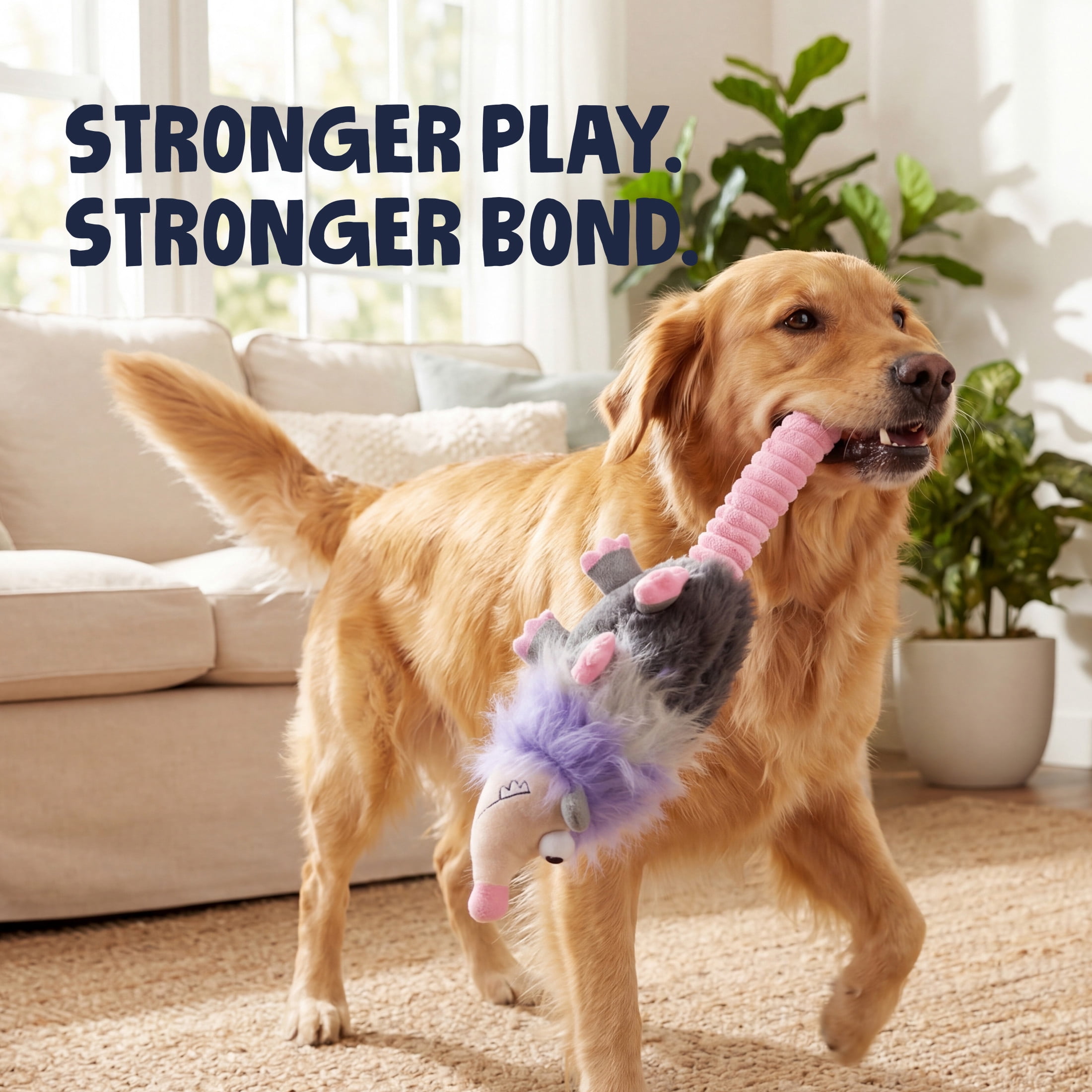 goDog Urban Wildlife Pippa Possum, Squeaky Dog Toy, Plush with Chew Guard Technology, Large