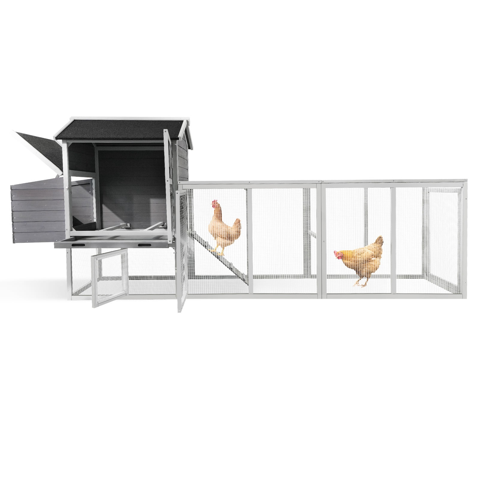 Large Wooden Chicken Coop with Outdoor Run - Waterproof & Anti-UV Hen House, Rabbit Hutch, Poultry Cage with Nesting Box