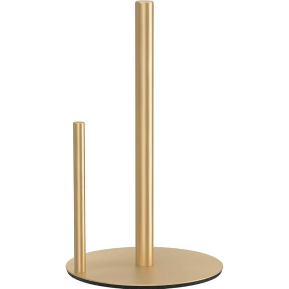 Paper Towel Holder Countertop, Black Paper Towel Holder for Kitchen Bathroom, Stainless Steel Paper Towel Stand with Anti Slip Weighted Base, Kitchen Roll Holder Fit Standard and Large Rolls-Gold