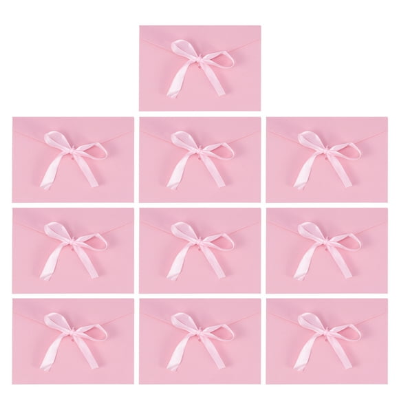 KAKOWELY creative bow envelopes 10 Pcs 17.5x12.5cm Retro Creative Bow Invitation Cards Envelopes for Wedding Birthday Party (Pink)6.89"X4.92"X0.06"