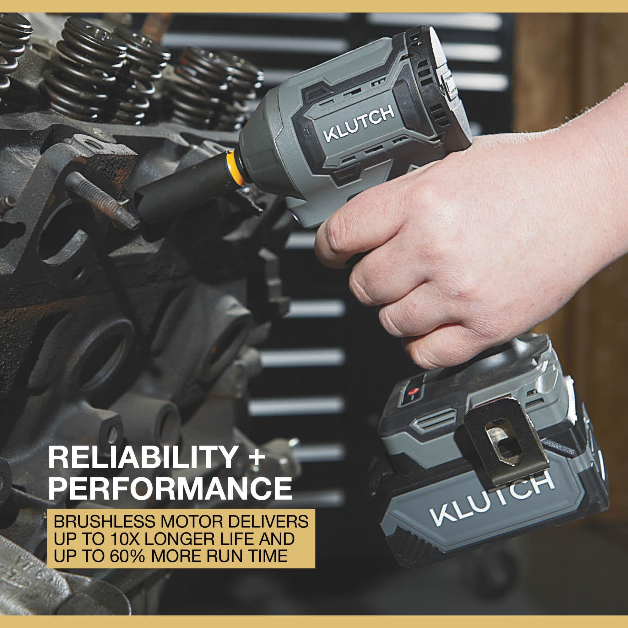 Klutch Compact 3/8in. Impact Wrench, KLiQ 20V, 205 Ft./Lbs. Breakaway Torque, Brushless, Cordless, Bare Tool