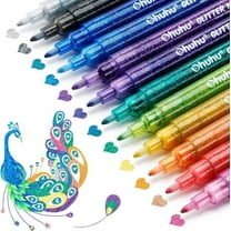 Ohuhu Glitter Markers, 12 Metallic Colors, Fine Tip, Water-Based Ink, for DIY Crafts