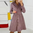 thumbnail image 2 of Aoochasliy Fall Dresses for Women Fall Fashion Casual Lapel Solid Color Single-breasted Long Sleeve Dress, 2 of 6