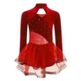 thumbnail image 3 of Miutii Girls Long Sleeve Ballerina Dancewear Ballet Dance Dress Sequin Tutu Skirted Leotard Red 14, 3 of 6