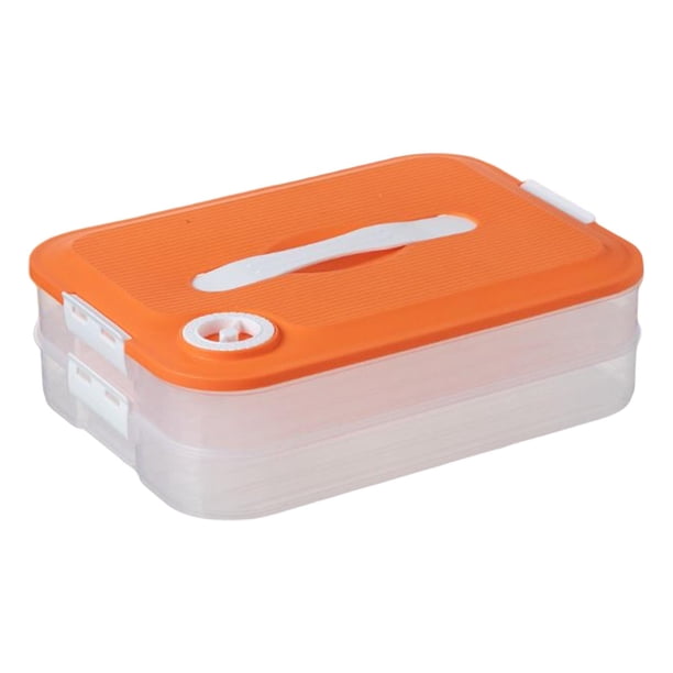 Contenedores para dumplings, cajas de almacenamiento para wontons, contenedores organizadores para dumplings para el hogar y el comedor. Naranja de 2 capas
