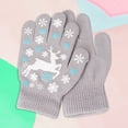 thumbnail image 2 of Karoyedx Boys Gloves Kids Gloves Soft Knitted Fawn Pattern Children Gloves for Girls & Boys Stretchy Gloves for Cold Weather Gray Size,One Size, 2 of 5