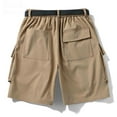 thumbnail image 4 of Man Solid-Color Loose Casual Large-Pocket Functional Waist Belt Work Pants Shorts Half Shorts Pants, 4 of 9