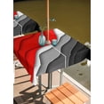 thumbnail image 3 of Square Outdoor Tablecloth With Umbrella Hole And Zipper– Red Gray Beach Coastal Waterproof Patio Table Cover for Party, Picnic, Backyard, 60"x60" , Abstract Geometric Ocean Waves, 3 of 8