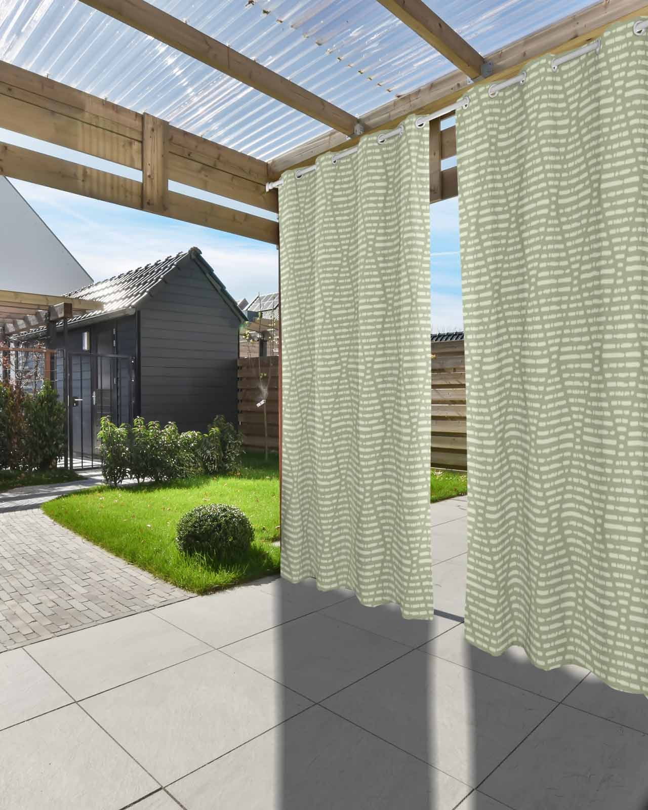 Sage Green Outdoor Curtains for Patio, Modern Abstract Art Farmhouse Privacy Drapes Grommet Waterproof Outside Curtains for Porch/Cabana/Balcony 54"x 108", 2 Panel