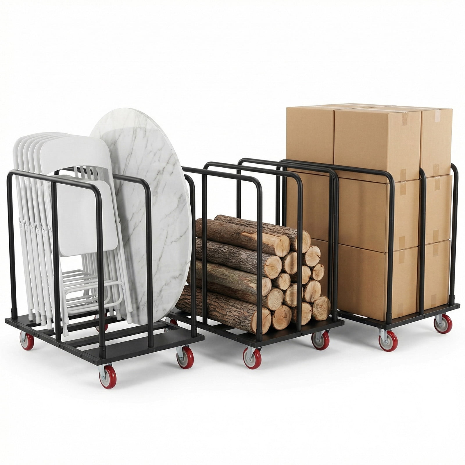 golytefs Folding Table Cart Heavy Duty Table Dolly with Pu Swivel Wheels 1800 Lbs Drywall Dolly Cart for Party Events Hotel Factory Warehouse