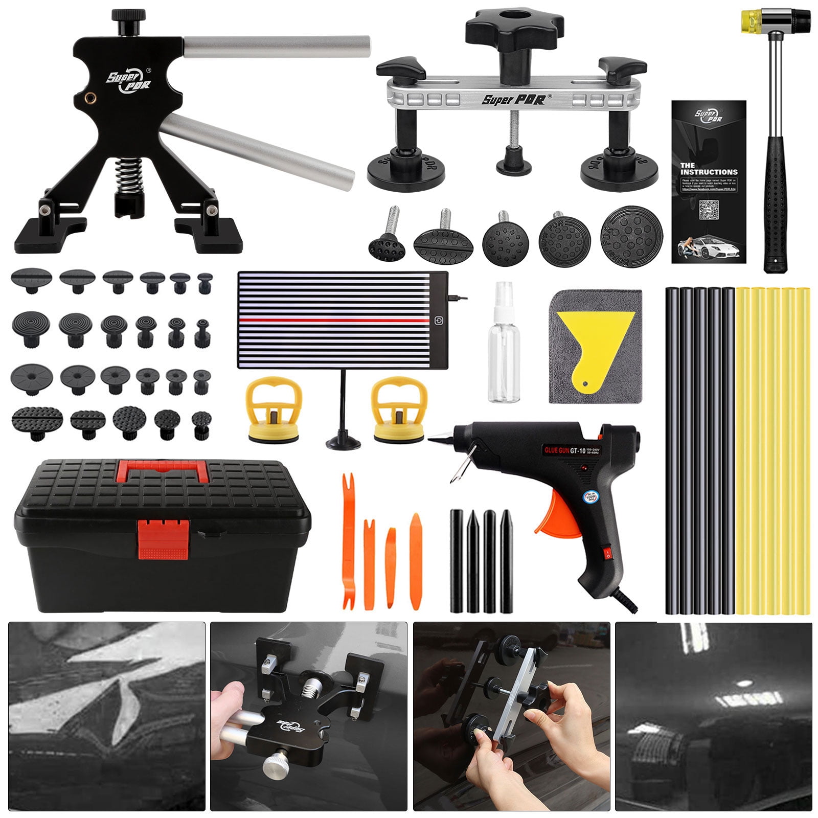 Super PDR Auto Dent Puller Kit Adjustable Black Dent Remover Tools