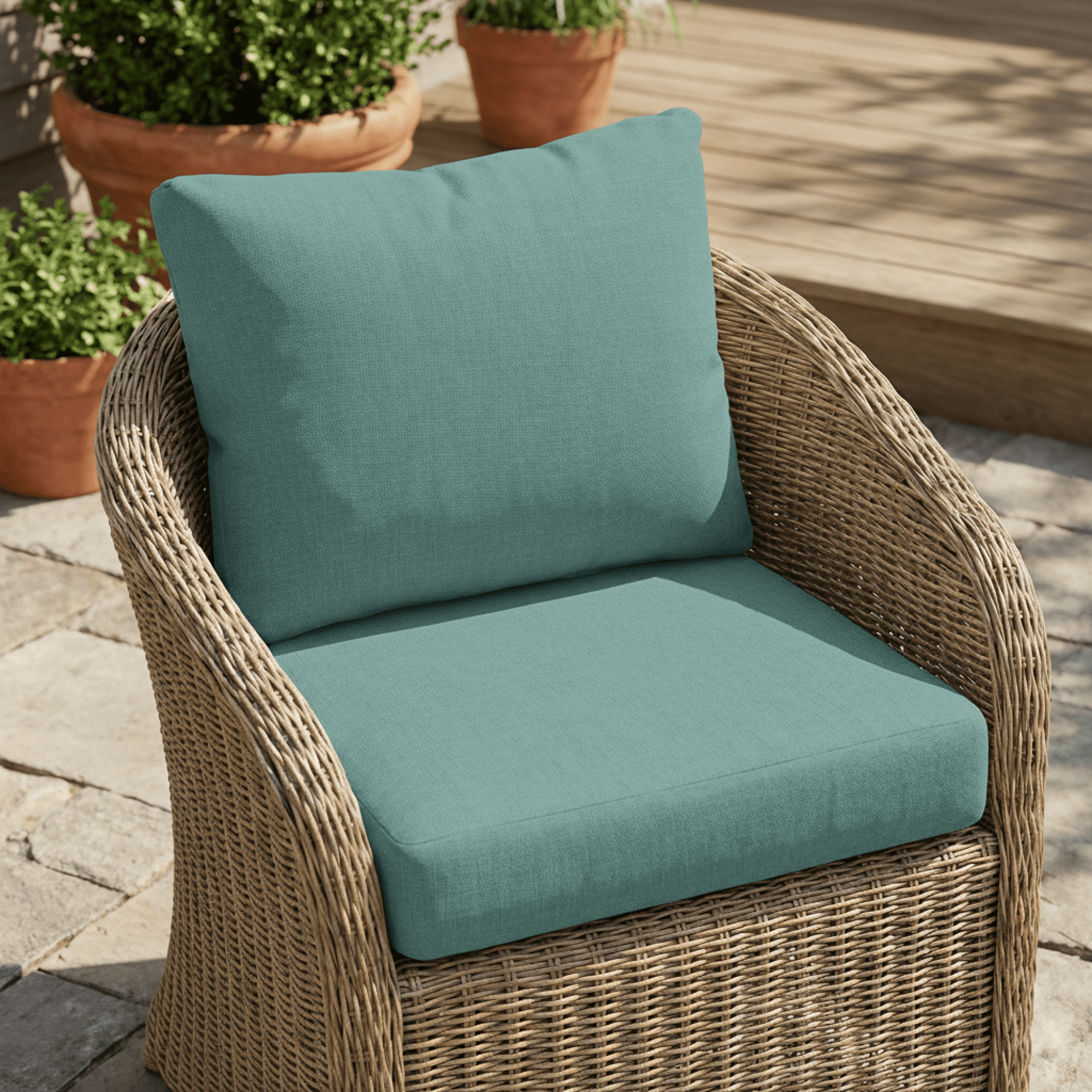 Jopath Outdoor Teal Club Chair Cushion Set with Seat Cushion and Back Cushion, Compatible with Most Club Chair for Patio Balcony Garden(Without Club Chair)
