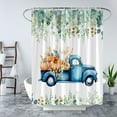 thumbnail image 3 of Autumn Pumpkin Truck Shower Curtain Fall Thanksgiving Harvest Farmhouse Rustic Watercolor Leaves Floral Fabric Bath Curtain Set with Hook, 3 of 3