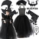 thumbnail image 1 of Disfraz de Halloween, vestido de tutú de Maléfica para niñas, vestido de princesa de malla negra de Reina Malvada, varita de cuervo para niños, trajes de Maléfica, 1 of 5