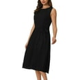 thumbnail image 4 of INSPIRE CHIC Women's Sleeveless Pleated Dress Tie Waist Casual Office A-Line Dresses Black 2XL, 4 of 6