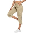 thumbnail image 5 of Dwellite Womens Quick Dry Cargo Capris with Pockets Loose Fit Casual Capri Pants Dressy Lightweight Ladies Baggy Cargo Pants for Hiking Brown XL, 5 of 6