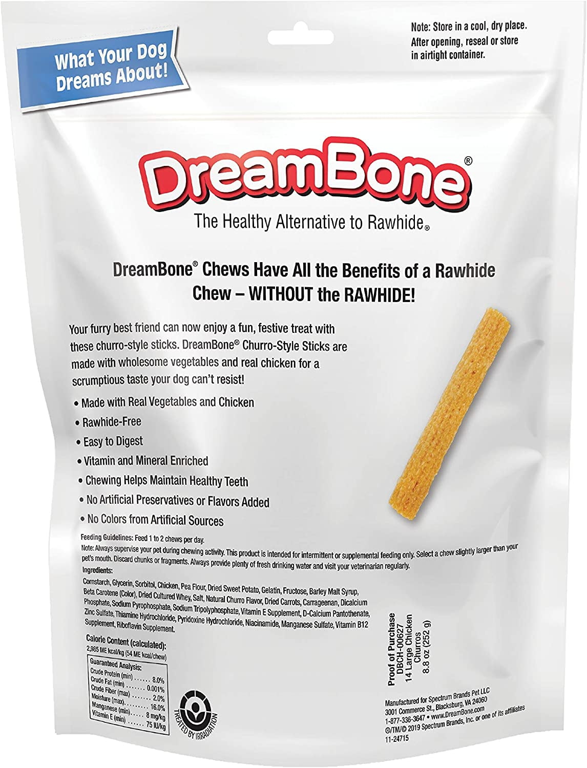(2 pack) DreamBone Churro-Style Sticks Made with Real Chicken, Rawhide-Free Chews for Dogs, 14 Count