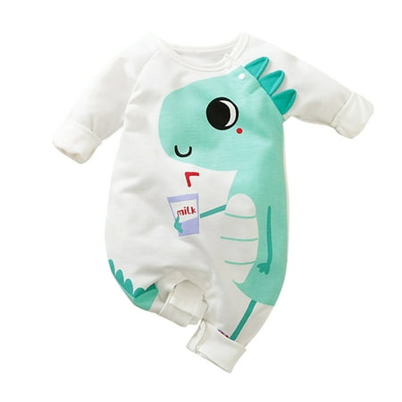 

Vikakiooze Newborn Infant Baby Girls Boys Cartoon Dionsaur Letter Romper Jumpsuit Outfits