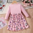 thumbnail image 3 of Popshion Toddler Girls Unicorn Bowknot Dress Colorblock Round Neck Casual Mid-length Fall Dress, 3 of 6