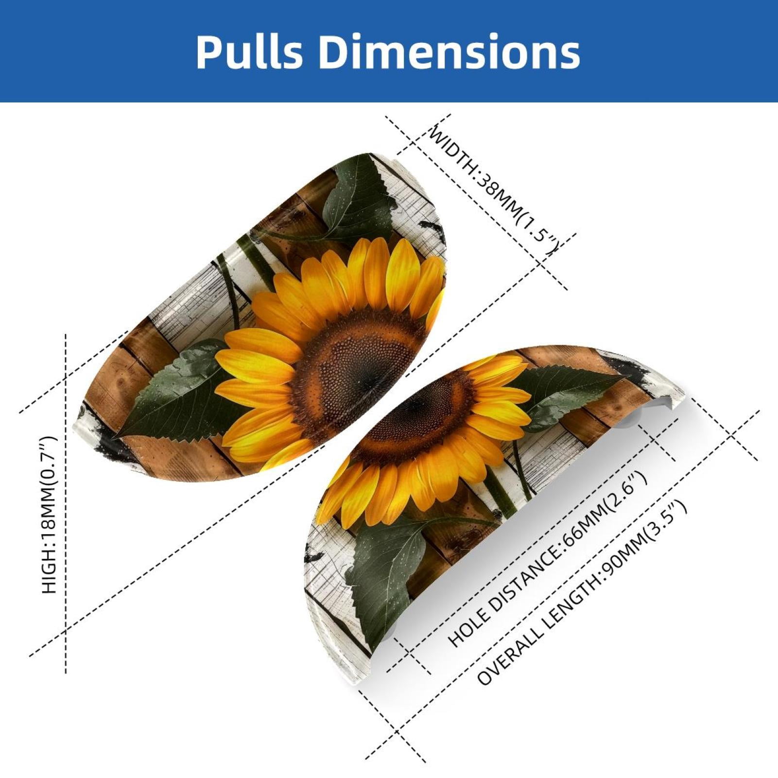 PhooArto 6 Pcs Cup Drawer Pulls, Vintage Wood Board Sunflower Shell Shape Handles Cabinet Knobs for Dresser Cupboard Closet Wardrobe with Screws