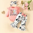 thumbnail image 2 of Yievot Spring Fall Girls Outfits Valentine's Day Long Sleeve Printed Baby Set Clothes Girl Kids Outfits with Headband 3-18 Months, 2 of 7