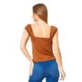 thumbnail image 3 of Blusa Escote Cuadrado Pliegues Mujer Casual Cinnamon Básica cafe EG Incógnita 330538, 3 of 5