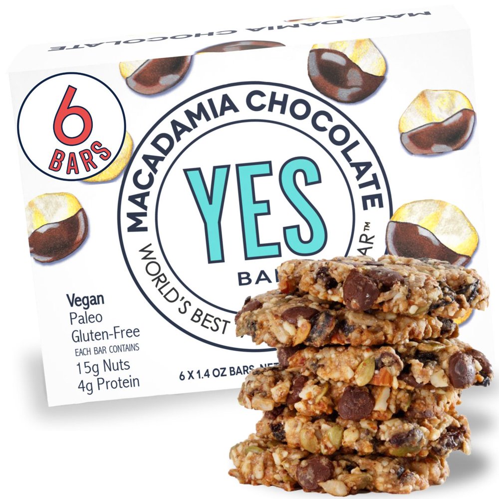 YES Bar, Vegan Grain Free Snack Bar, Macadamia Chocolate, 6 Ct, 8.4 Oz