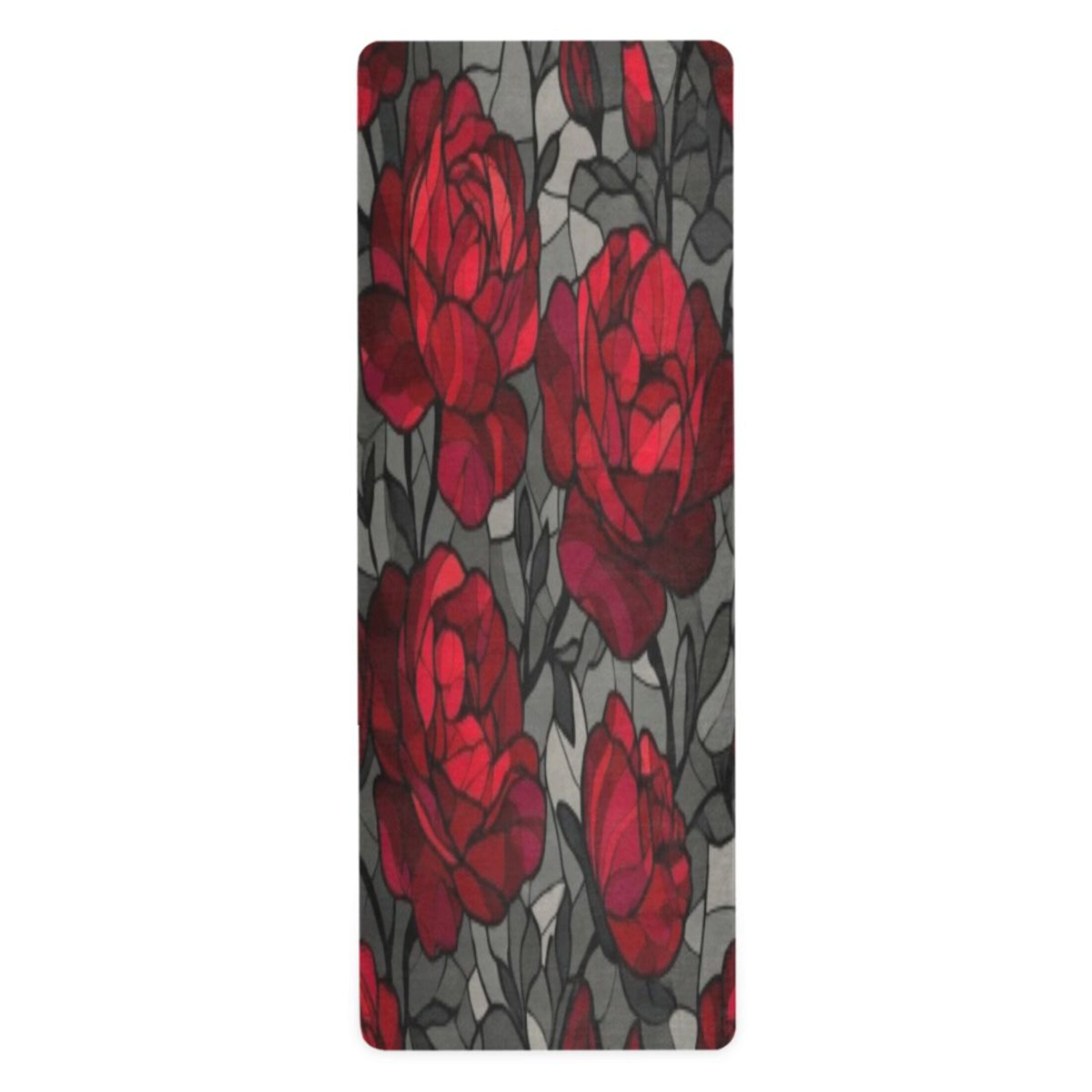 BZSMCE Yoga Mat Women Fitness Mat Crimson Rose Noir Pattern