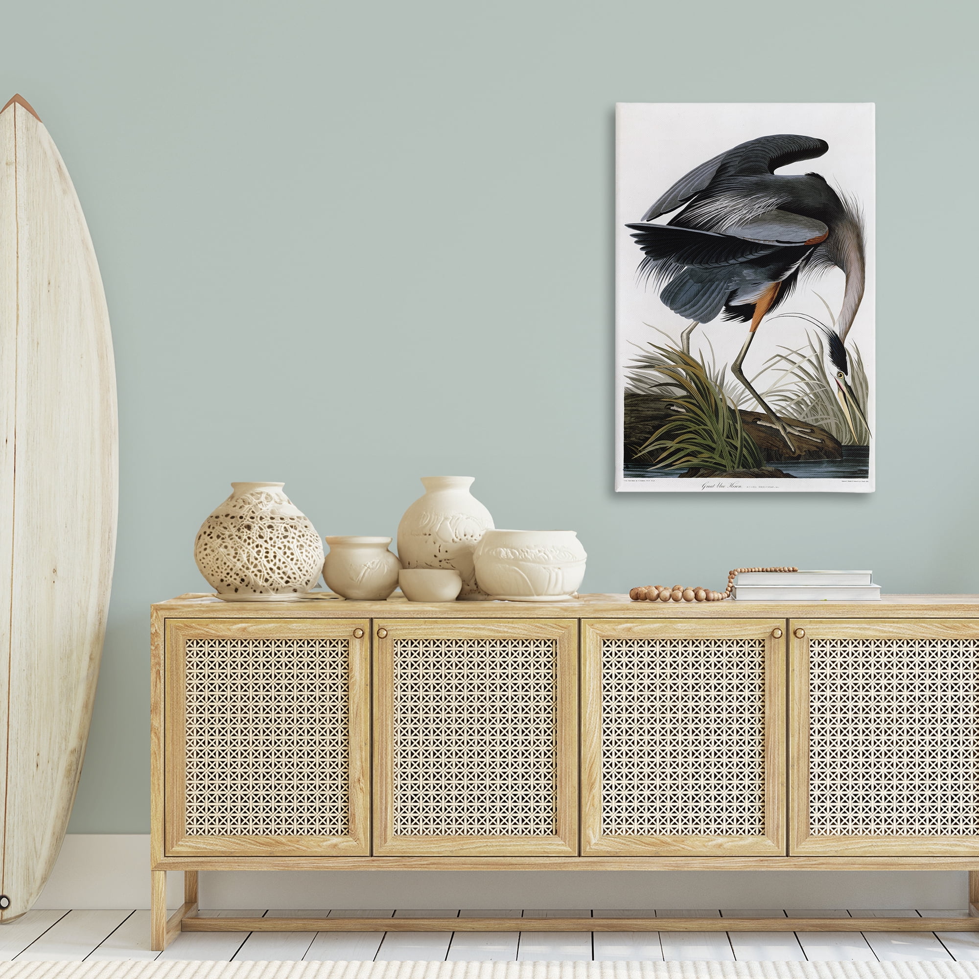 Stupell Industries Classic Heron at Lake Animals & Insects Painting Gallery Wrapped Canvas Art Print Wall Art, 30 x 45