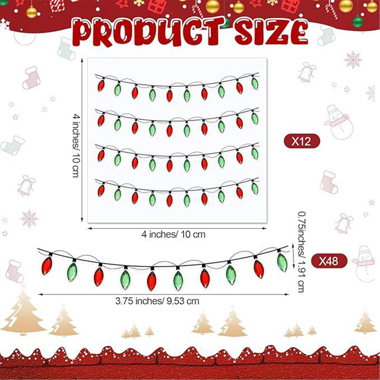 Clode Christmas Lights Stickers for Crafts 32PCS Christmas Light Embellishment 3D Stickers Gem Border Sticker Lights Glitter Adhesive Decals for Xmas Crafts Scrapbooks Decoration