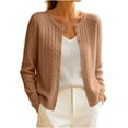 thumbnail image 2 of Brnmyaeo Women's 2026 Fall Cable Knit Cardigans Crew Neck Button Down Front Sweaters Casual Long Sleeve Soft Stretchy Open Front Outerwear, 2 of 5