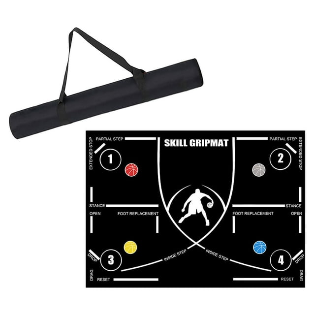 DYNWAVECA Basketball Footwork Mat Basketball Dribbling Mat Nonslip Handling Indoor Dribble Trainer Basketball Footstep Mat White Line