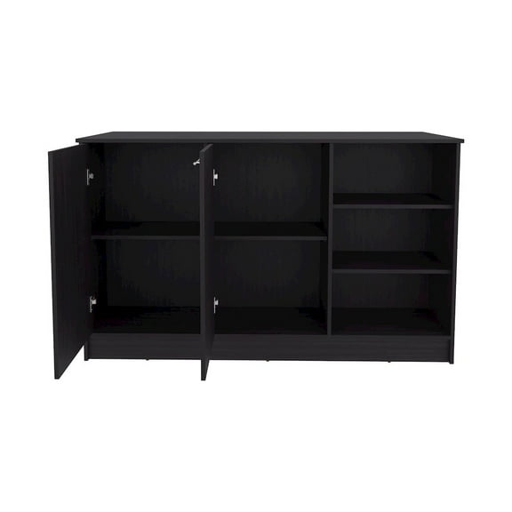 Depot E-Shop Mars Kitchen Island Two Cabinets, Three Open Shelves, Black Wengue