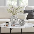 thumbnail image 4 of Danya B. Etta Two Piece Glossy Ceramic Black and White Striped Round Hollow Circle Donut Vase Set, 4 of 4