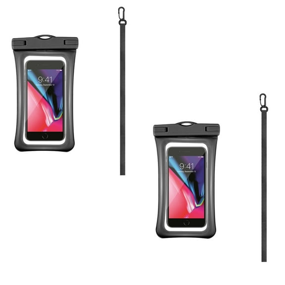 Waterproof Phone Pouch 2-Pack, IPX8 Floating Cellphone Dry Bag with Clear Touchscreen Window for Beach, Cruise & Travel