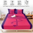 thumbnail image 5 of Full Size Fitted Sheet Set - Pink Navy Blue Flamingo 3 Piece Bedding Sets 16" Deep Pocket Fitted Sheet with 2 Pillowcases Summer Beach Coastal Modern Art Brushed Microfiber Hotel Luxury Bed Sheets, 5 of 9