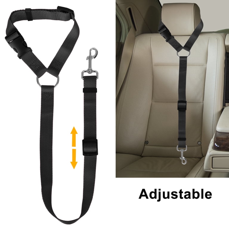 Dog Car Seat Belt, 2-Pack Adjustable Nylon Black photo 3