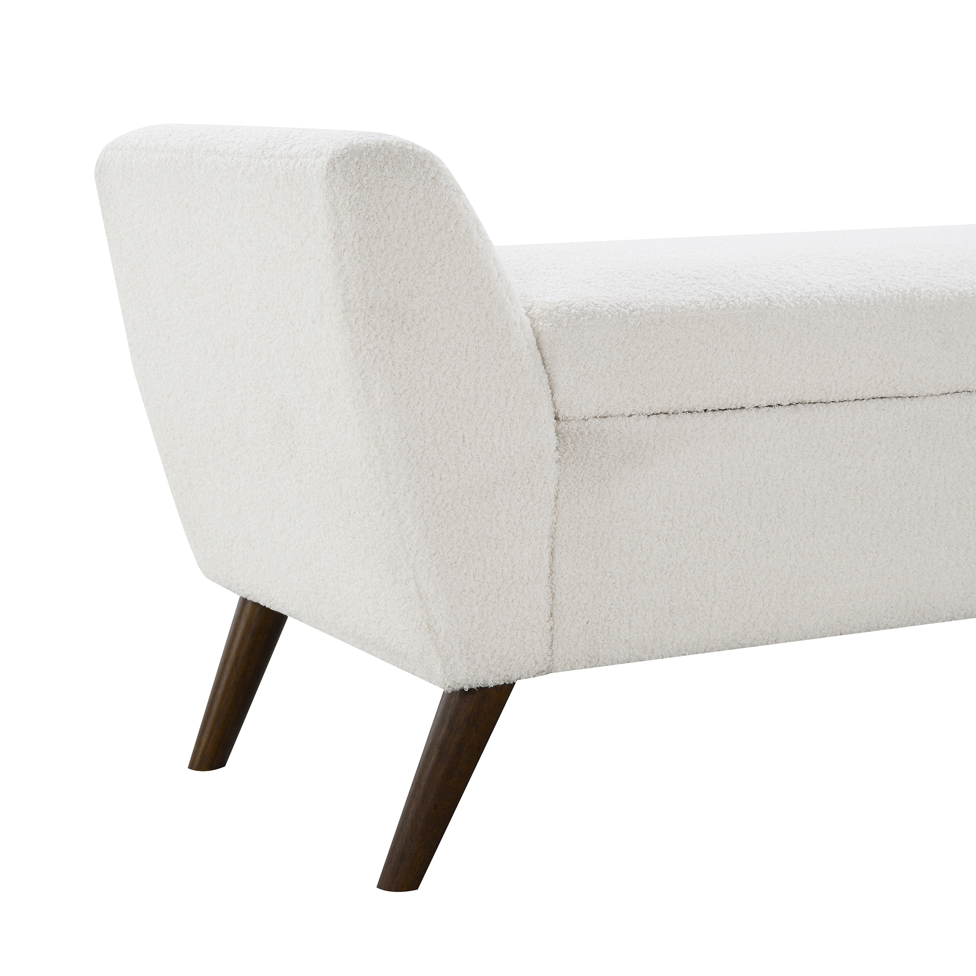 HOQBN 60" Modern Storage Bench with Mid-Centruy Wood Legs,Bench with Storage for Living Room, Bedroom Cream