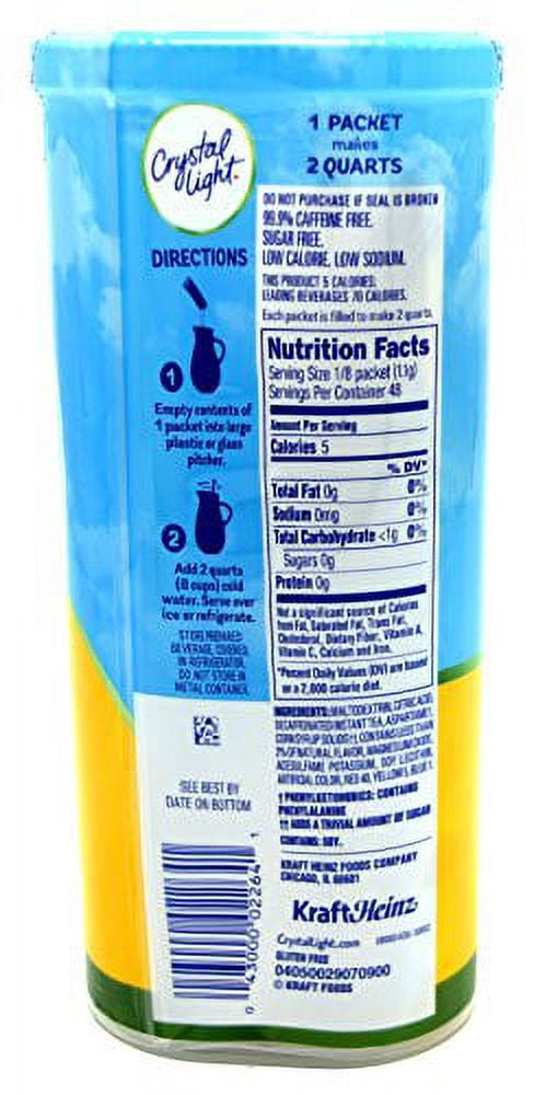 Crystal Light Lemon Decaf Iced Tea Natural Flavor Drink Mix, 12-Quart Canister (Pack of 4)