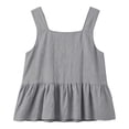 thumbnail image 5 of Helii Women's Square Neck Ruffle Hem Linen Tank Top – 20% Linen 80% Cotton Babydoll Crop Top, Loose Fit Breathable Summer Vest, Casual Sleeveless Top for Women Grey,L, 5 of 7
