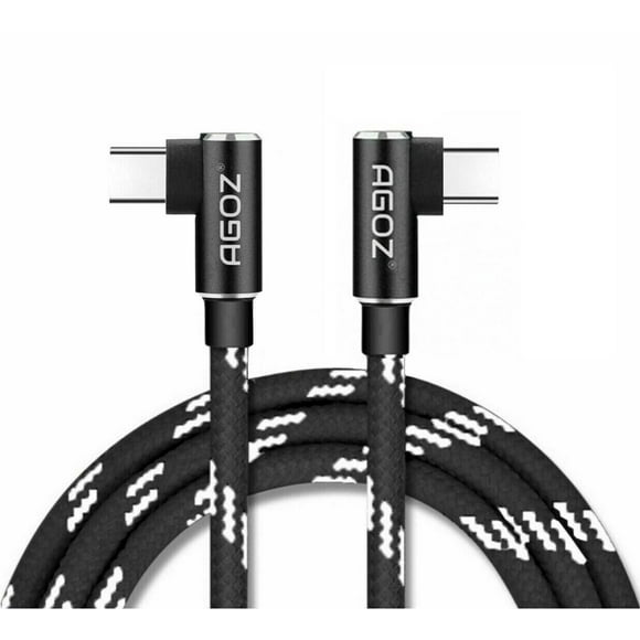 90° Type USB C to USB C Black Cable Fast Charger for Samsung Galaxy S24, S23, S22, S21, S20 Ultra, Z Fold 4, Note 20 10 10+ 9, S10+, S10e, A12 A13 A14 A15 A24 A32 A42 A51 A52 A53 A54 A71 (10FT)